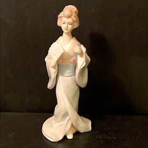 Rosenthal Netter Made in Japan Japanese Geisha Girl PorcelainFigure w/Fan H-8.5”